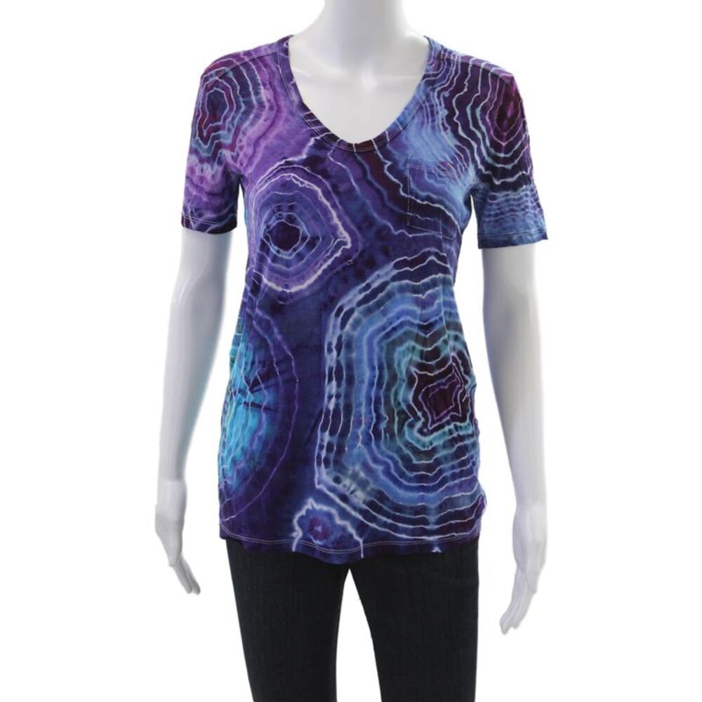 T Alexander Wang Womens Blue V-Neck Jersey T-Shirt Short Sleeve Size XS